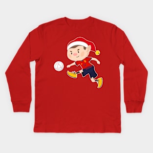 Spain football Christmas elf. Football World Cup soccer T-Shirt Kids Long Sleeve T-Shirt